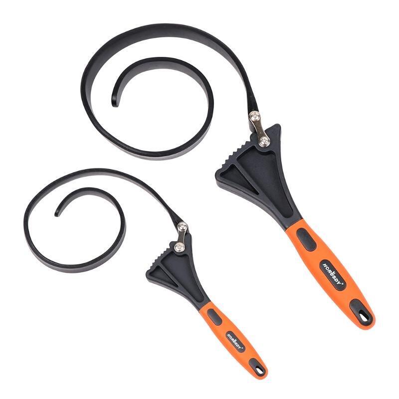 Strap Wrench Plumbing Grip Wrench Oil Filter Wrench Set with Max Dia 4" & 6"