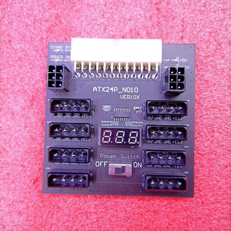 ATX 24Pin Power Supply Breakout Board to 8Port 4Pin+2Port 6Pin for Chia Mining