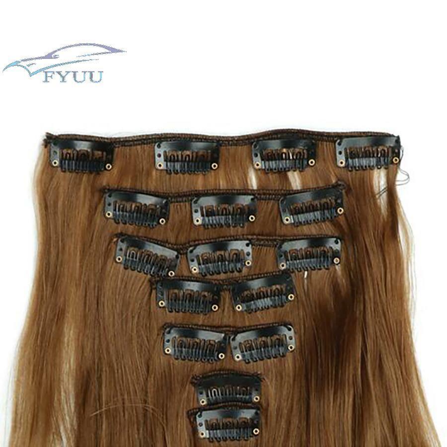 22'' Extensions Natural Hairpieces Straight Synthetic Clip In Hair Extension 1x