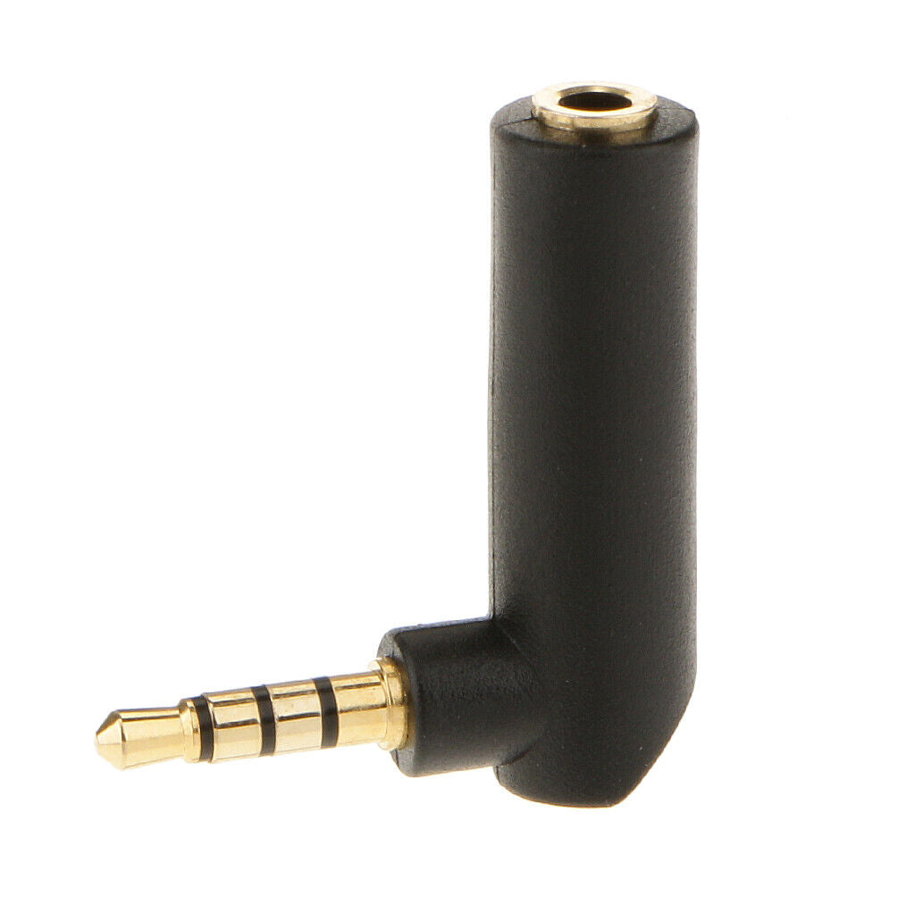 3.5mm Stereo Male to Female Right Angle Audio Adaptor Headphone Jack 4 pole