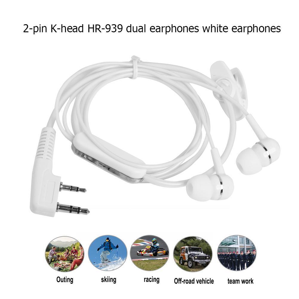 2Pin Dual Earphone Earpiece Mic PTT for BAOFENG KENWOOD Radio Walkie Talkie