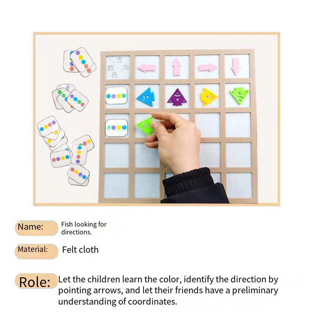 Educational Fish Direction Arrow Match Board Children Color Sensory Puzzle