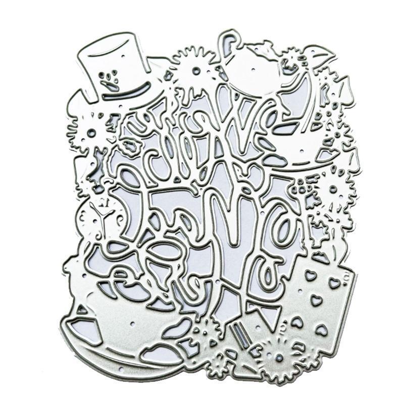 Poker Tea Set Wreath Frame Metal Cutting Dies Stencil DIY Embossing Template