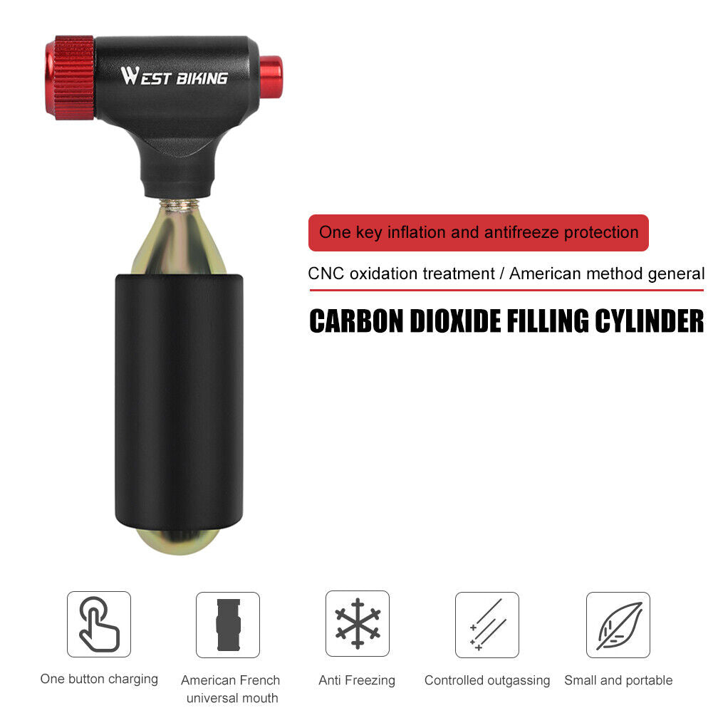 WEST BIKING CO2 Bike Tire Inflator Head for Presta Schrader Valve (Red)
