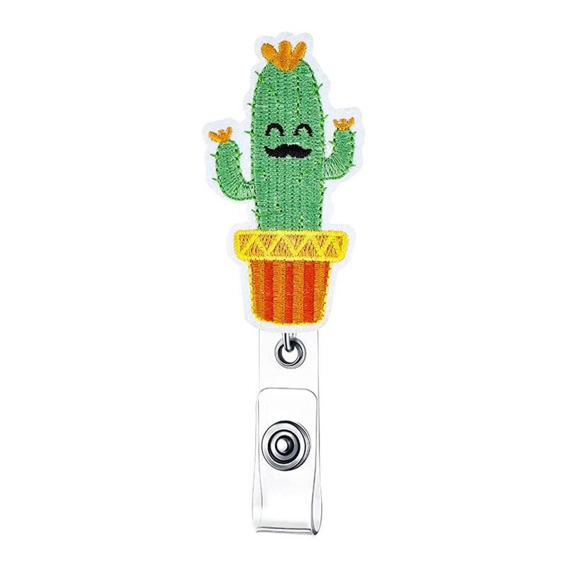 6Pcs ID Badge Holders Cactus Design Retractable Badge Holder ID Card Accessories