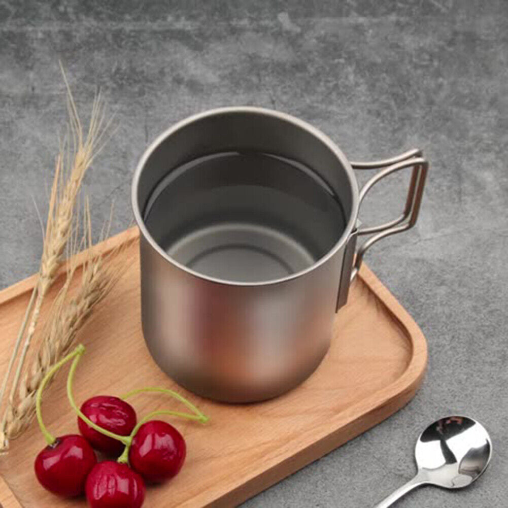 420ml Camping Water Cup Mug with Lid Outdoor Picnic Travel Cooking Utensils