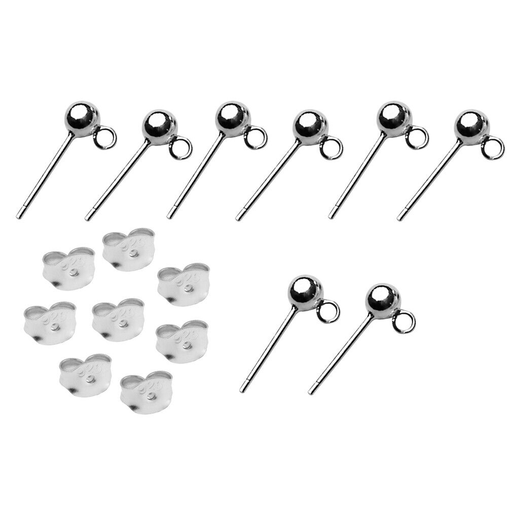 16 Pieces 925 Sterling  Ball Earring  Posts Backs Jewelry Findings