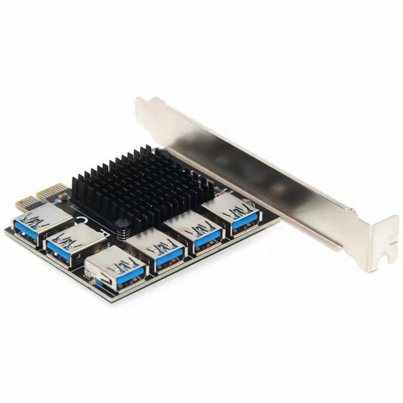 PCI-E PCI-Express 1X to 16X Adapter Card 1 to 6 USB 3.0 Multiplier for BTC Miner