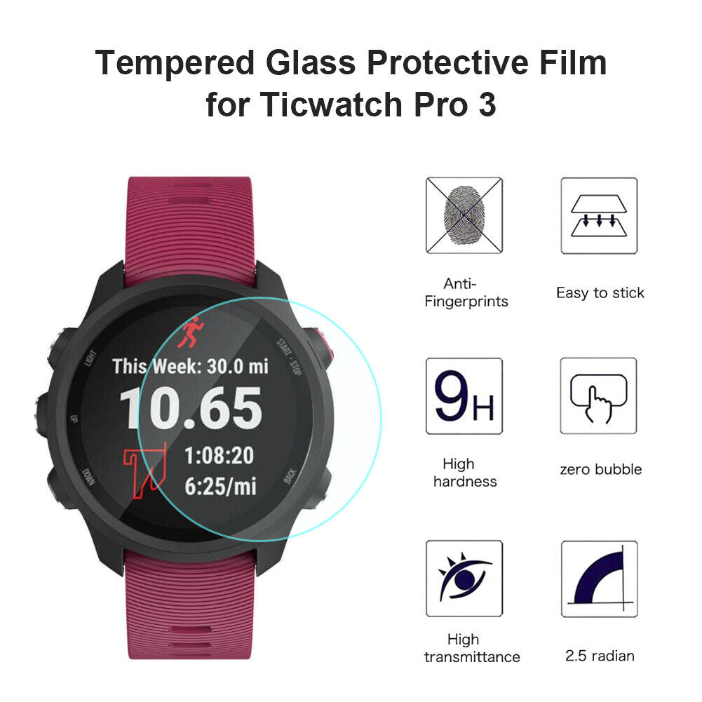 2x Tempered Glass Smart Watch Screen Film Guard Cover for Ticwatch Pro 3