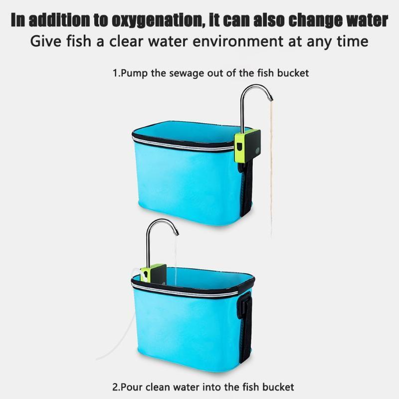 Outdoor Fishing Oxygen Pumping Portable Smart LED Lighting Fishing Air Pump