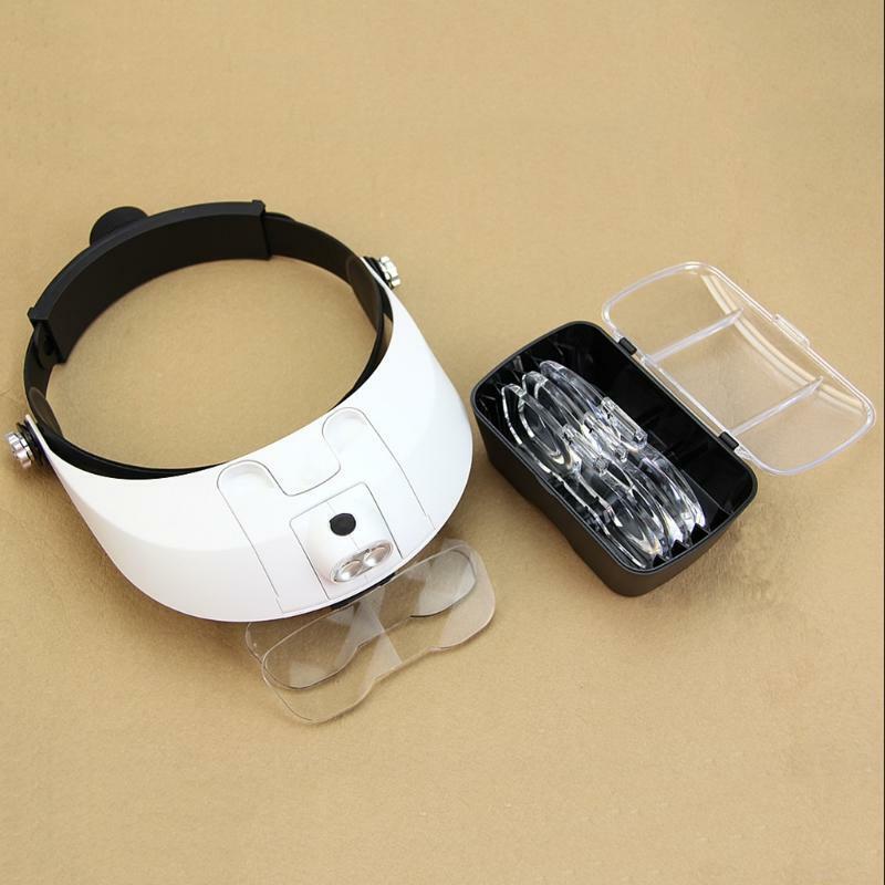 LED Lamp Light Headband Headset Head Jeweler Magnifier Magnifying Glass Loupe
