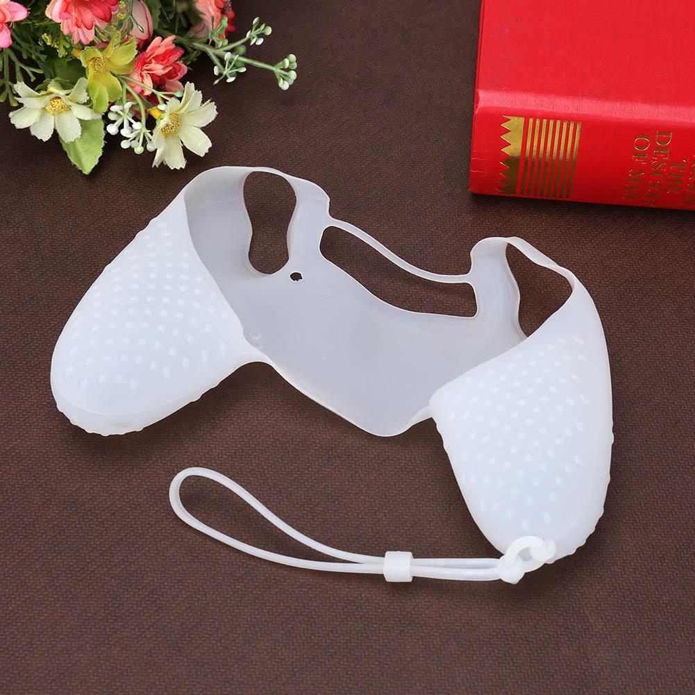 Silicone Non-Slip Grip Cover Case for PS4 Controller with Lanyard(White)