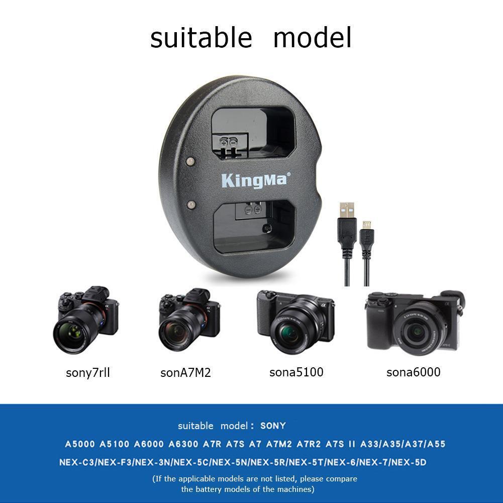 KingMa NP-FW50 Dual Slot Micro USB Battery Charger for Sony A7 A7R2 A7M2