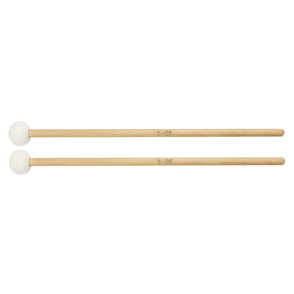 Soft Felt Head White Wooden Handle Drum Sticks Timpani Mallets