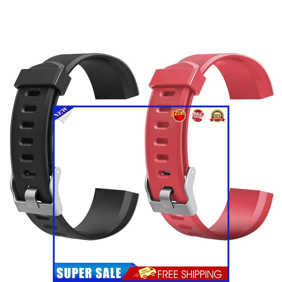 Watch Bands - 2 Pcs Replacement Wristbands Sport Strap for ID115Plus HR (1)