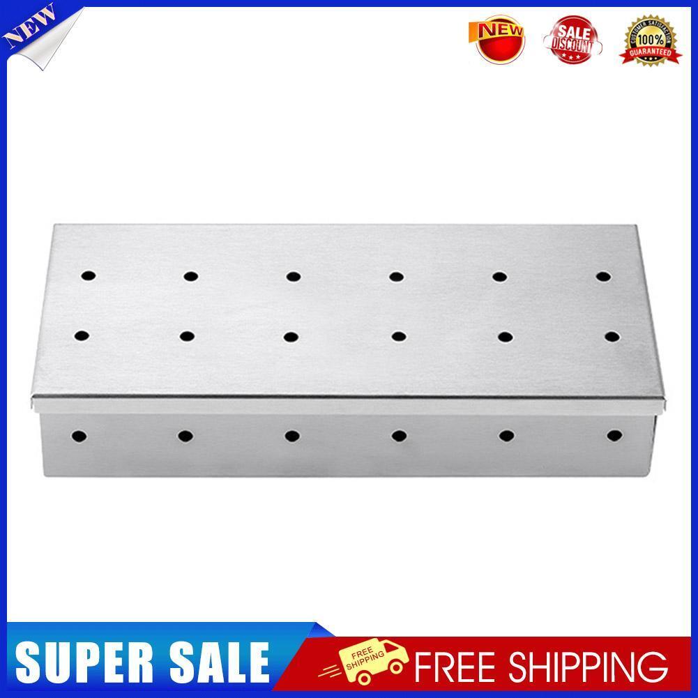 Stainless Steel Grill Smoke Box Washable BBQ Barbecue Wood Chip Smoker Case