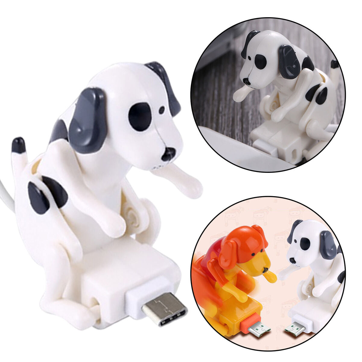 Creative Humping  Dog Charging Cable for Android Phone Gift White
