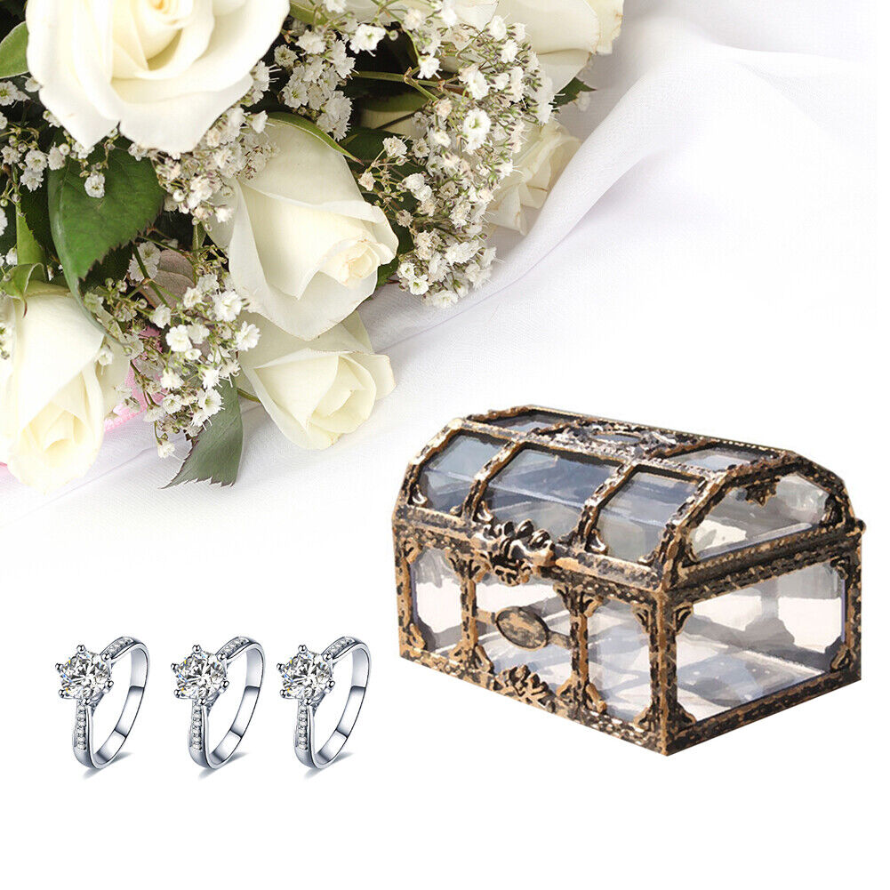 Plastic Clear Pirate Treasure Box Crystal Gem Jewelry Case Storage Chest