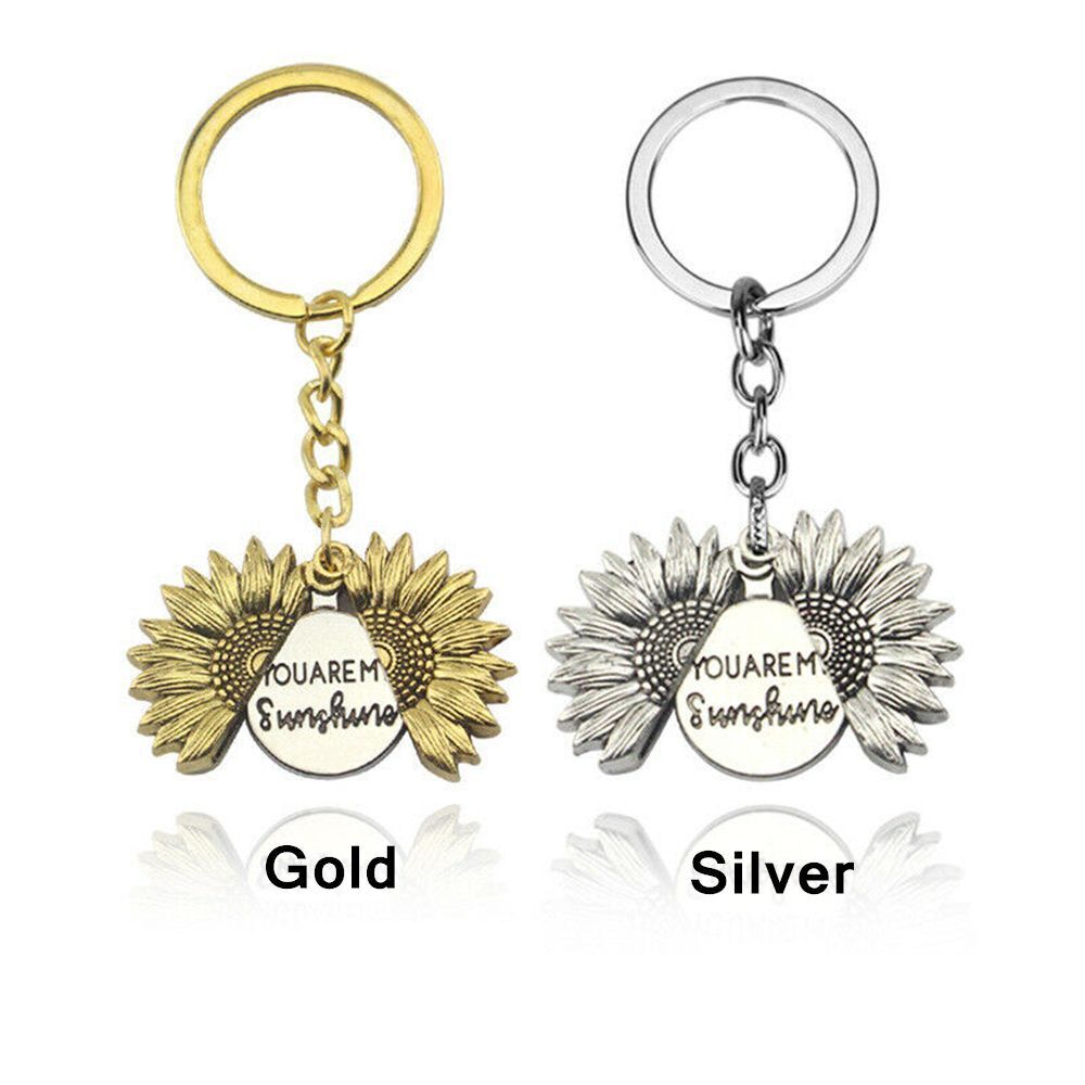 Open Locket Flower Car Keyring Sunflower Keychain Pendant You Are My Sunshine