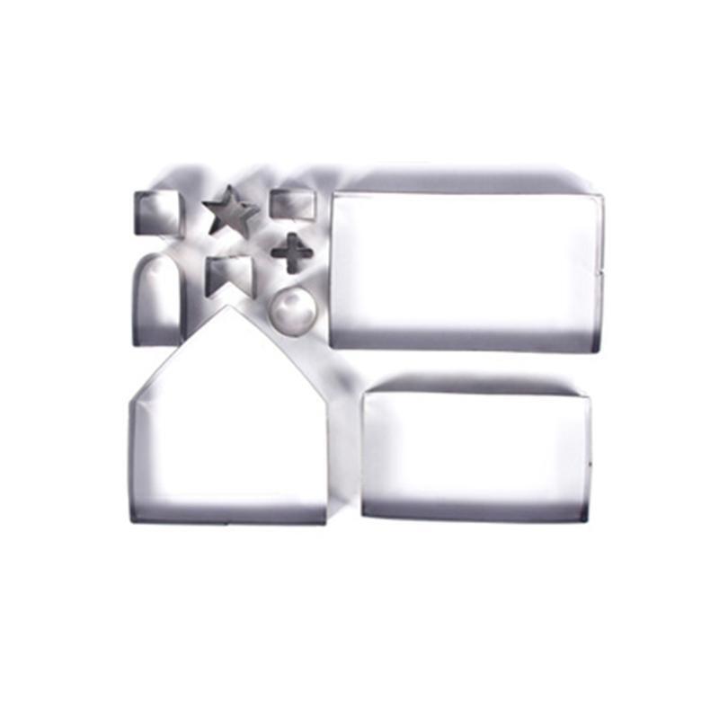 10-Piece Gingerbread House Cookie Cutter Kit Chocolate Little House Biscuit Mold