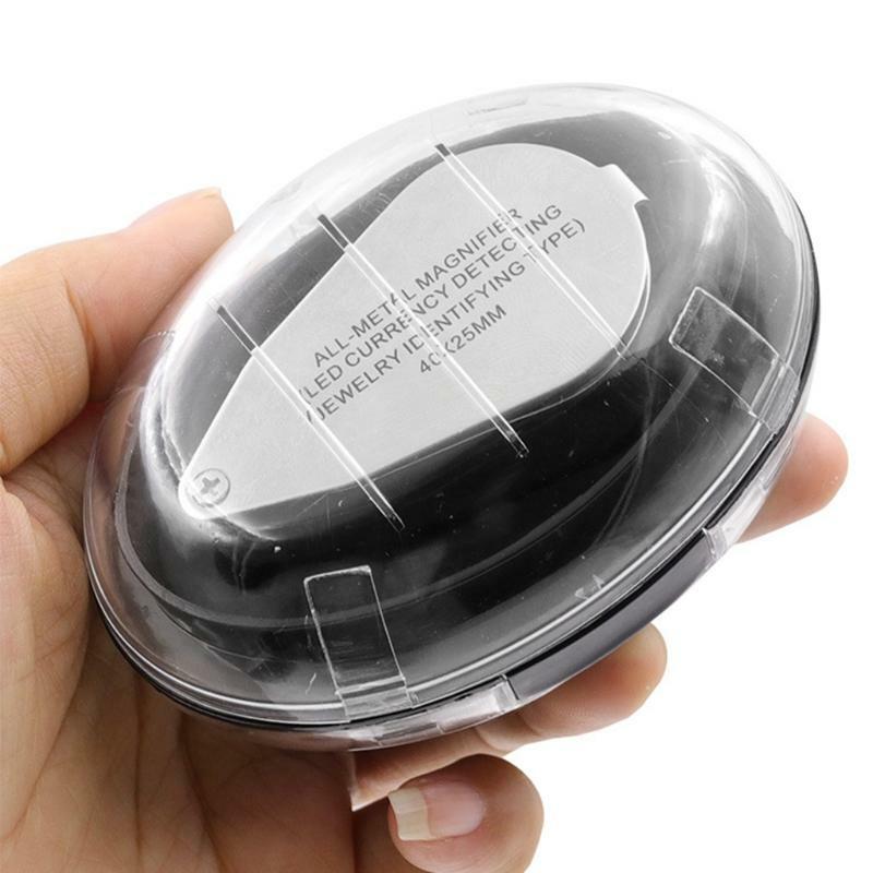 40X Full Metal Illuminated Jewellery Magnifier Folding Scientific Document Loupe