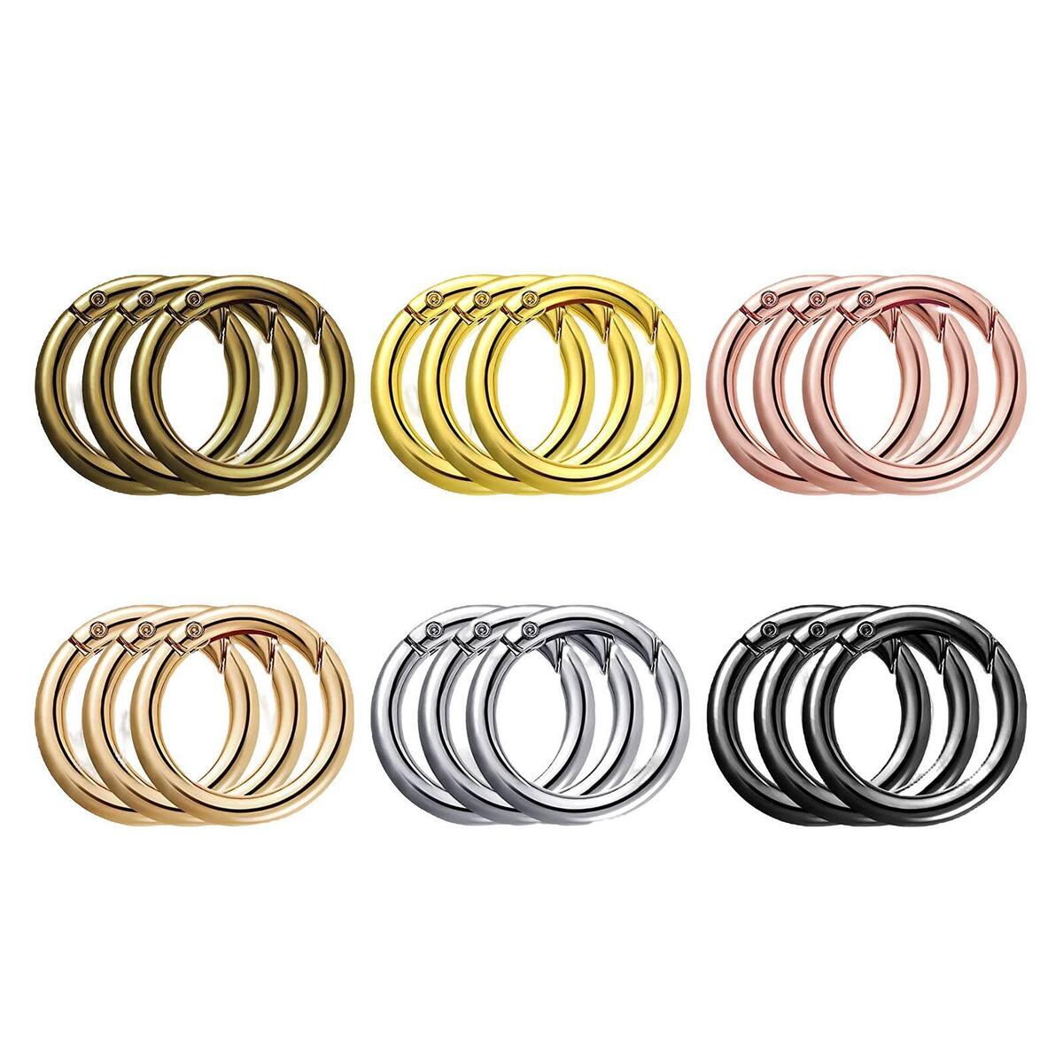 18Pcs Spring Gate O Rings Spring Clip Round Carabiner 1 inch Metal Snap Clip DIY
