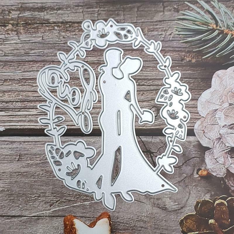 Wedding Couple Love Wreath Metal Cutting Dies Stencil DIY Scrapbooking Template