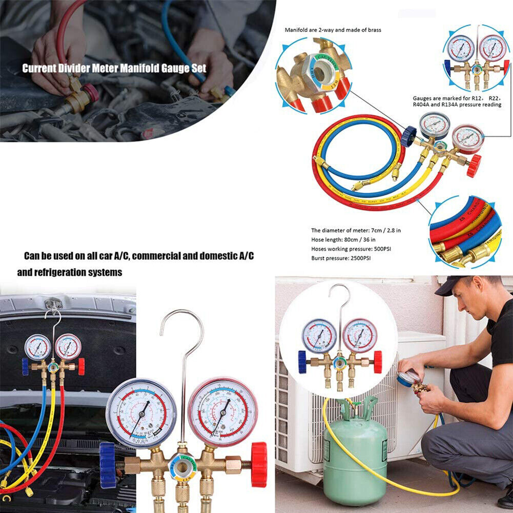 Refrigerant Manifold Gauge Set for R12 R22 R404A R134a Air Condition Tools