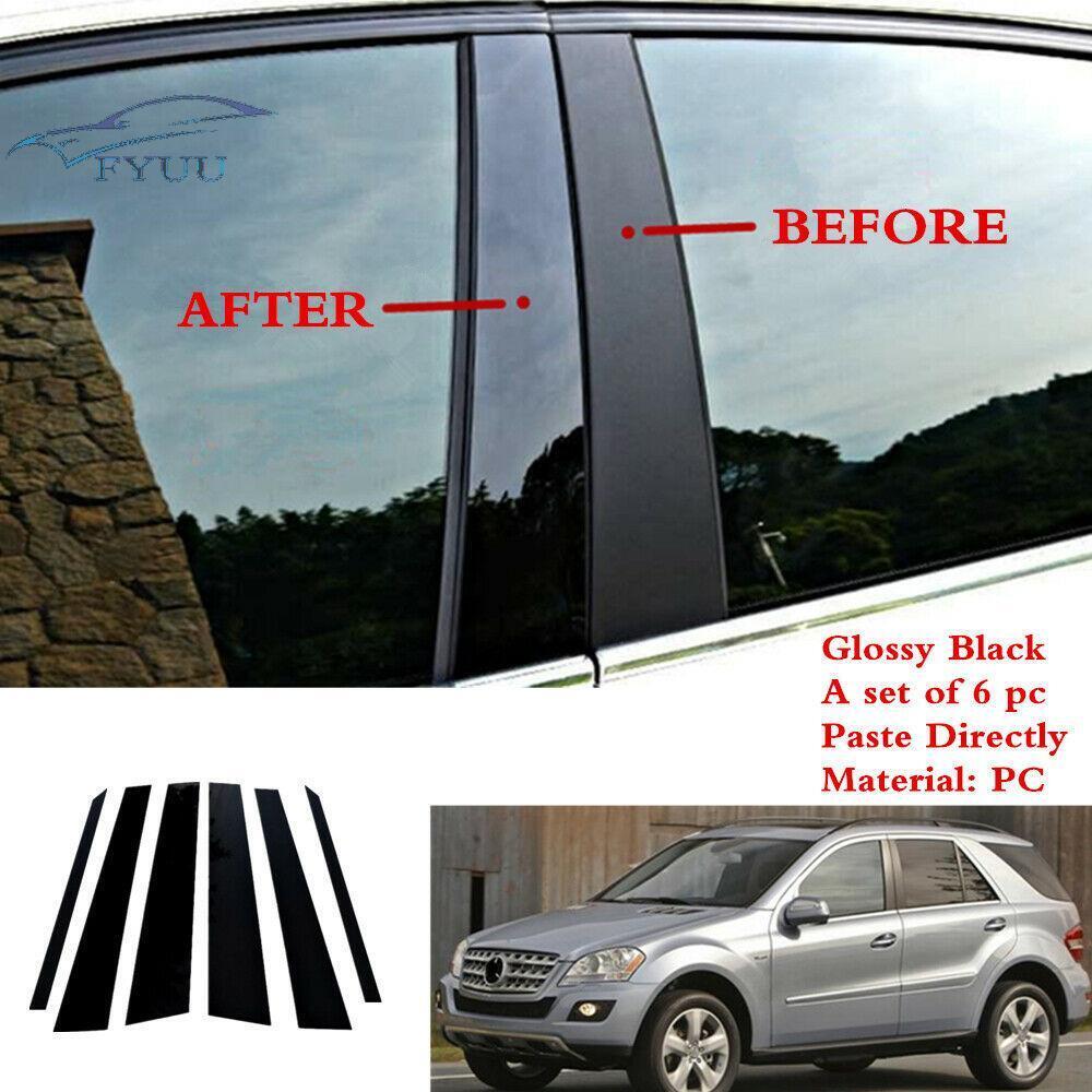 6 x Glossy Black Car Door Pillar Post Cover Trim For Benz ML350 ML550 W164 06-11