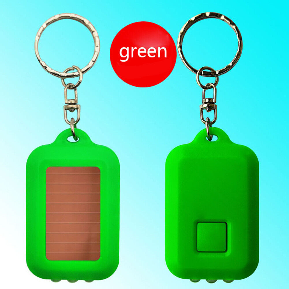 Mini Portable Solar 3 LED Light Keychain Camping Torch Flashlight (Green)