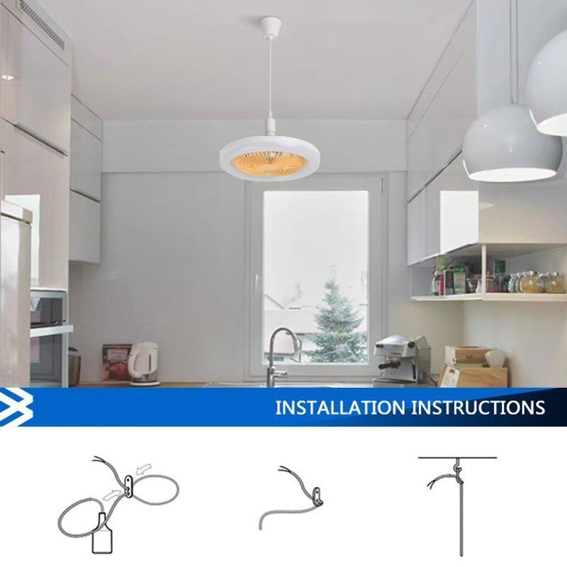 E27 AC Timing Ceiling Fan with Dimmable LED Light Remote Control for Living Room