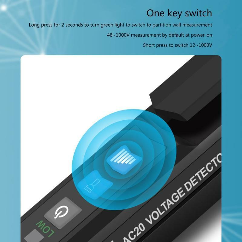 Waterproof Non-Contact Voltage Tester with LED Flashlight Buzzer Alarm 12V-1000V