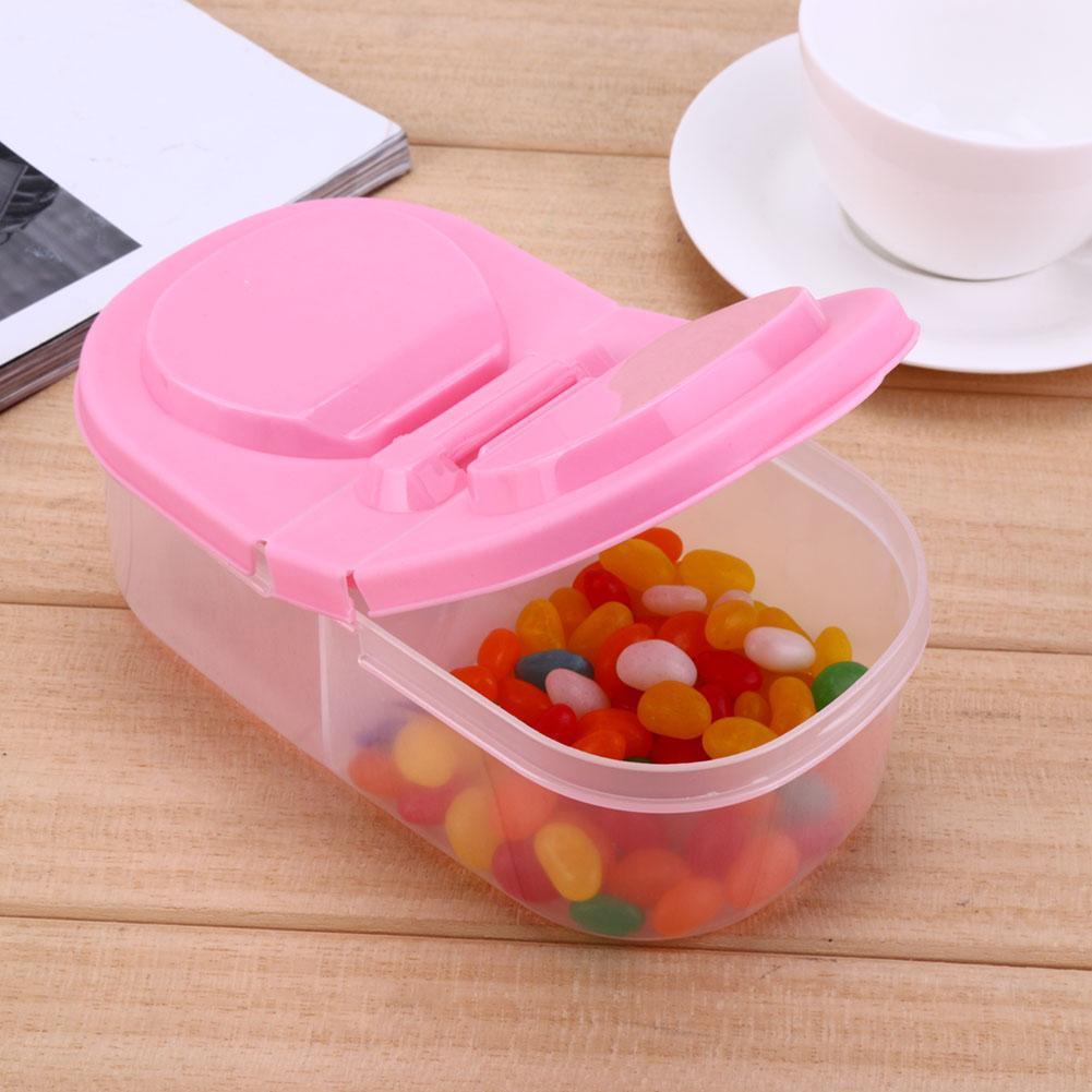 2 Grid Food Storage Box Nut Cosmetics Stationery Holder Home Organizer(Pink