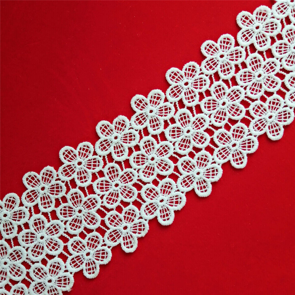 1 Yard Craft Embroidery Lace Trim Sewing Wedding Decor Daisy Applique Flower DIY