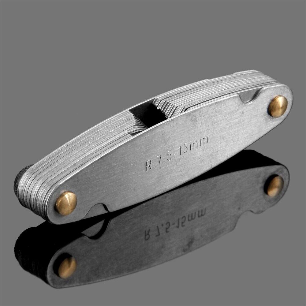 R 7.5-15mm Radius Gauge Measure Tool Blades Leaves Metal Gage 8.5cm Length New