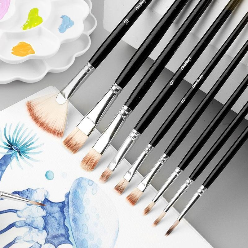 10 Sizes Acrylic Painting Brushes Kit Artist Paintbrushes for DIY Crafts Painter