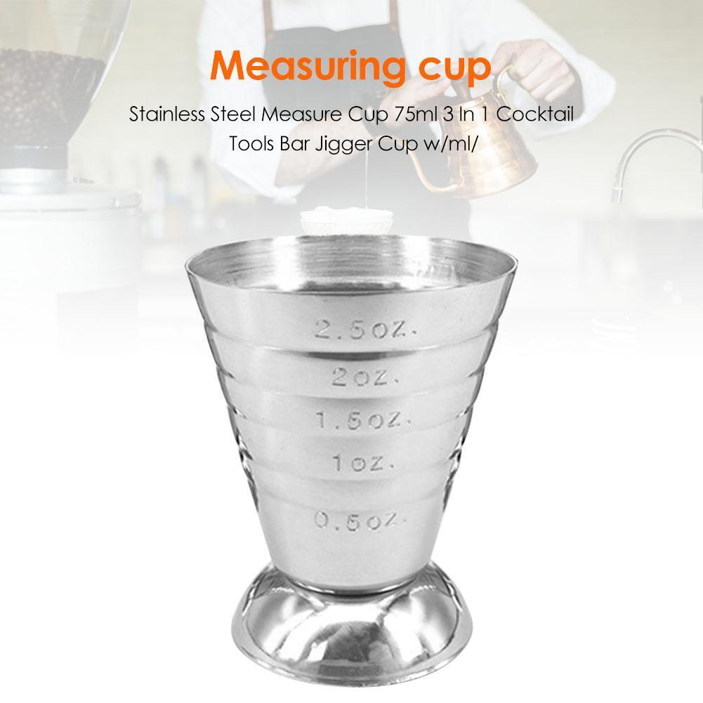 75ml Stainless Steel Measure Cup Cocktail Tool Bar Mixed Drink Jigger Spoon