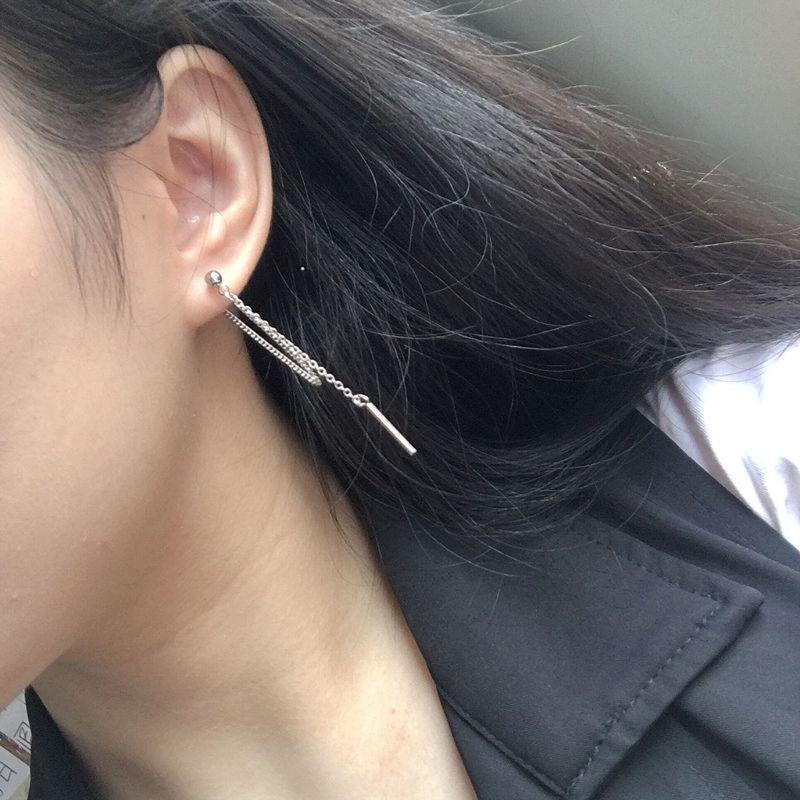 Kpop Korean Drop Earrings Double Tassel Chain Bar Dangle Earrings Fashion Gift