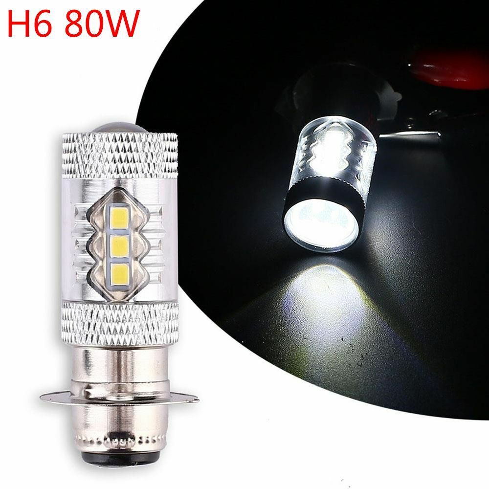 1Pc Practical Bulb Bright LED White 12V 16SMD 80W H6 P15D Motorcycle Headlight