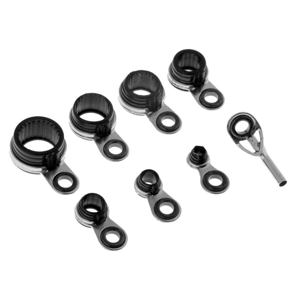 Prettyia 8pcs Fishing Rod Guides Eye Rings DIY Rod Building Ceramic Ring