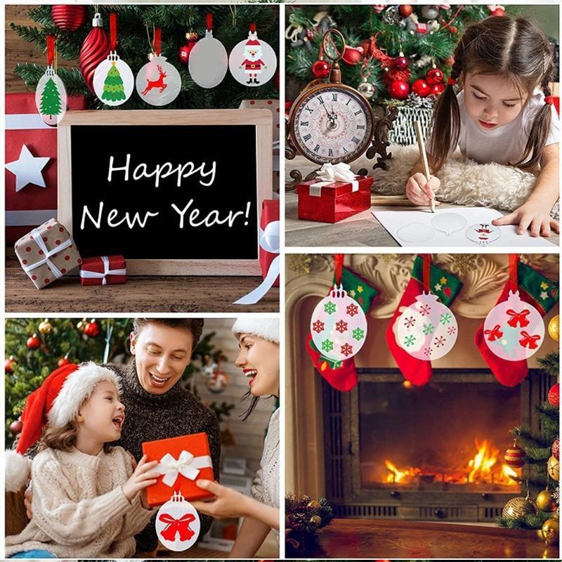 Clear Acrylic Christmas Ornament Blank DIY Decorating Sheet Pendant Funny Home
