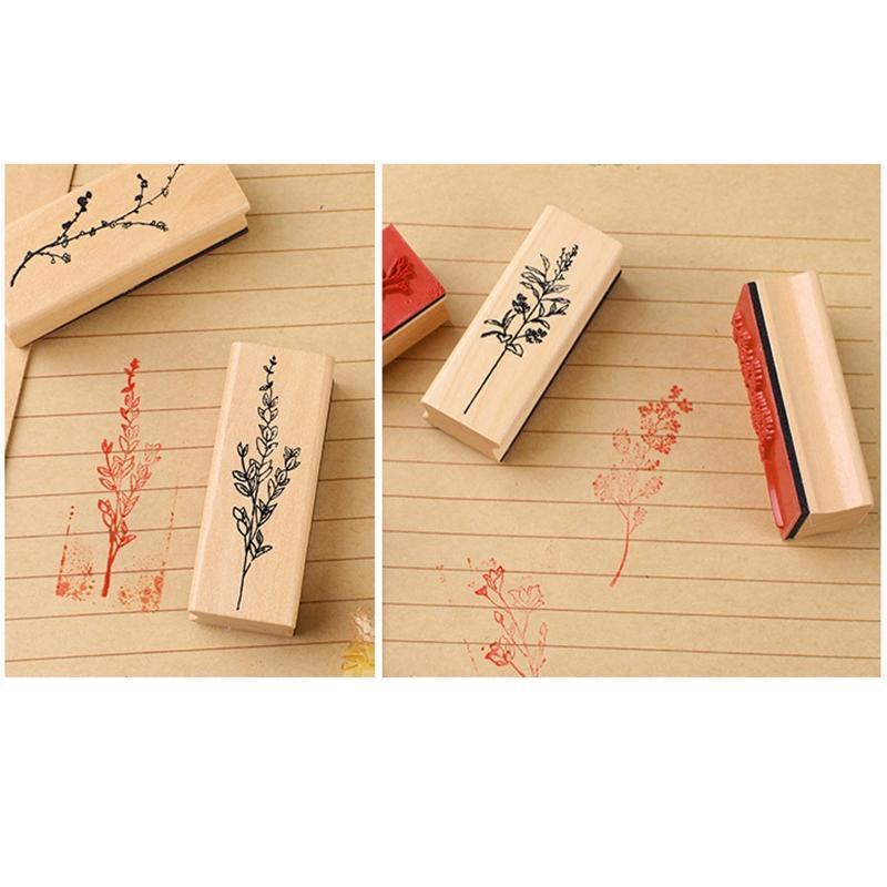 8 Pieces Wood Rubber Stamps Set  for DIY Crafts Diary Scrapbooking Card Making