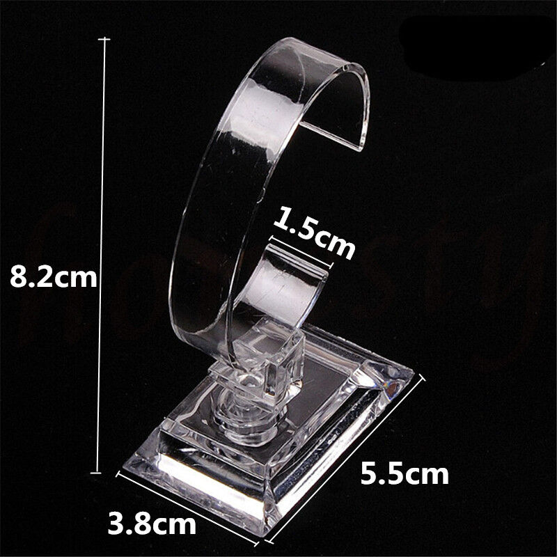 2PCS Fashion Clear Plastic Wrist Watch Display Rack Holder Show Case Stand Tool