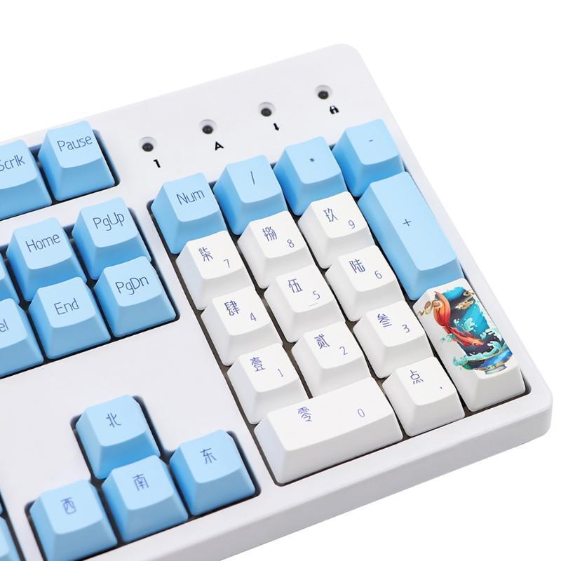 117 Keys Dye Subbed PBT Keycaps Blue and White Porcelain OEM for Cherry MX Cap