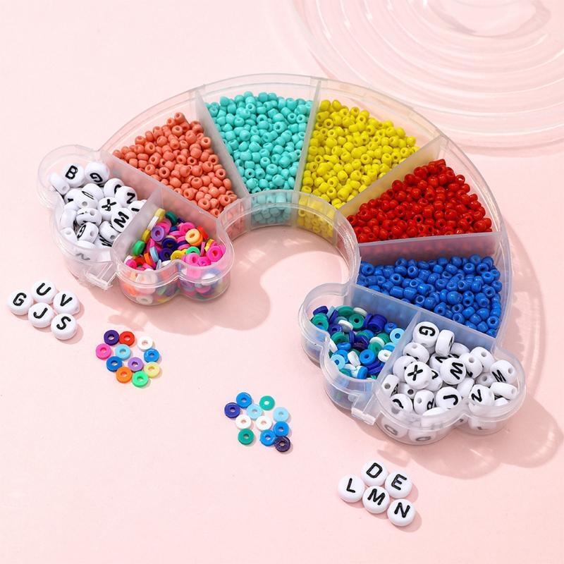 Rainbow Boxed Acrylic Beads Kit Assorted DIY Beads Mixed Suit Beaded Material