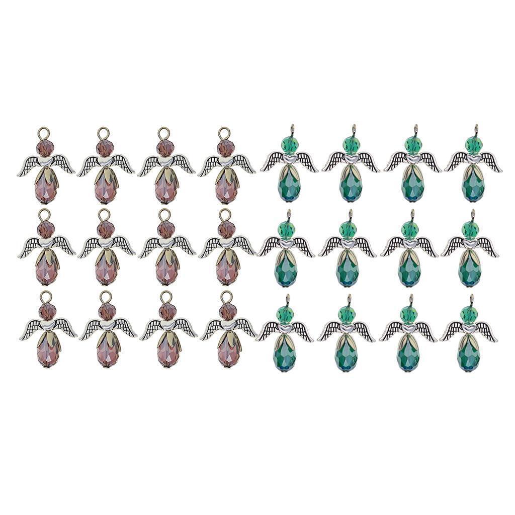 24pcs Crystal Faceted Angel Charms Shinning Fairy Pendants Ornaments Crafts