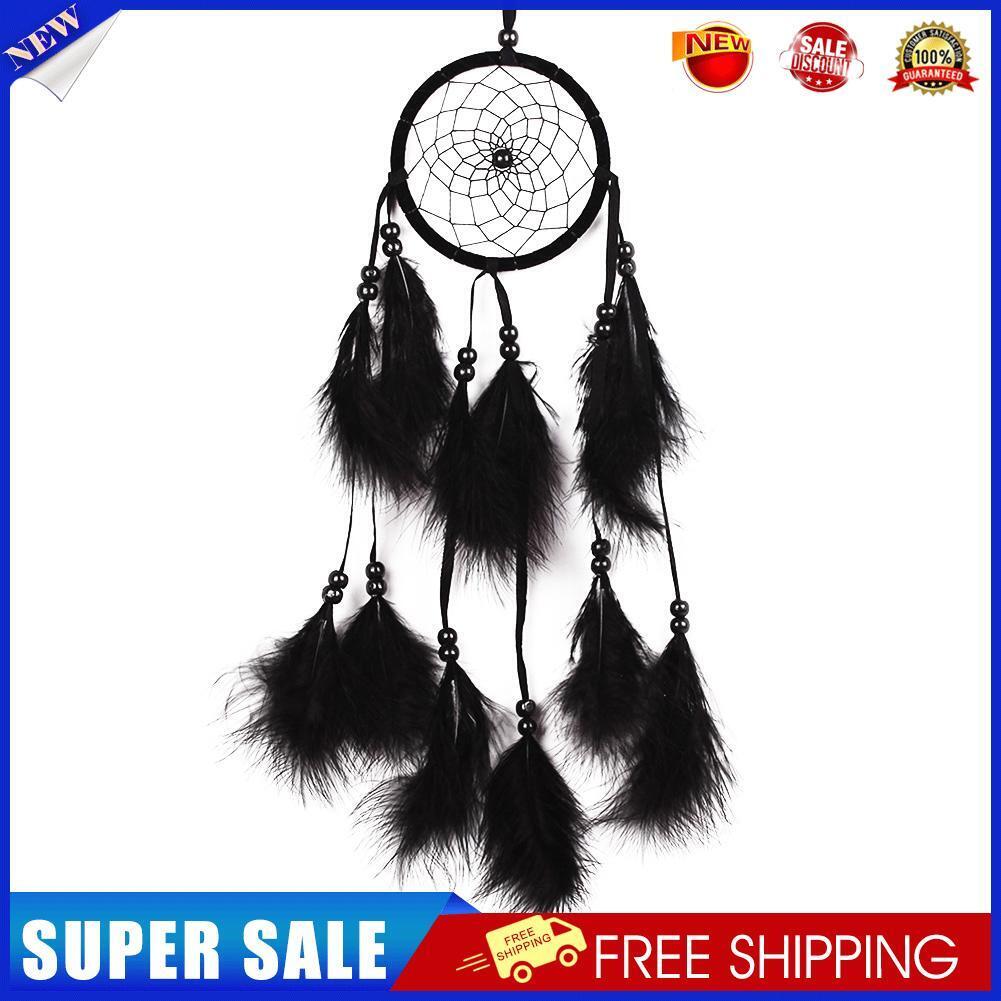 Bead Dream Catcher Black Feather Crafts Handmade Home Hanging Gifts