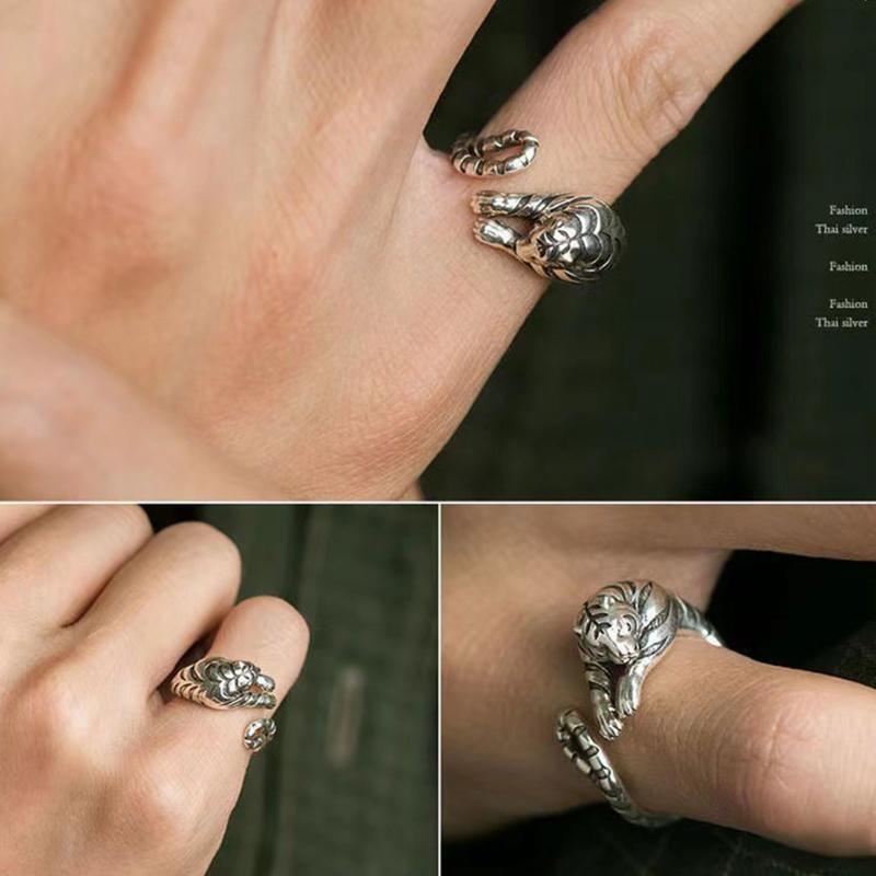 Tiger Open Ring Personality Punk Simple Cartoon Women Finger Ring New Year