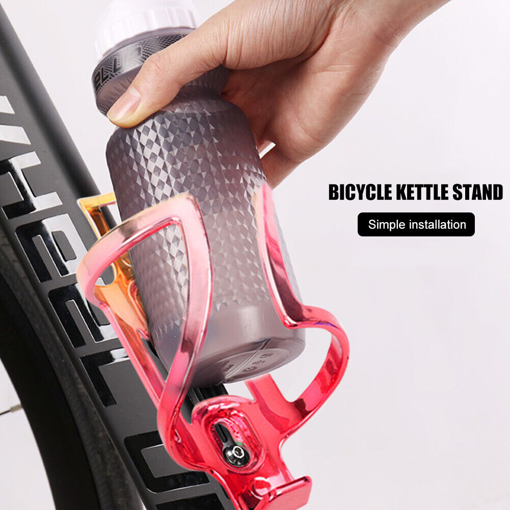 Road Cycling Bike Bottle Rack Plating Bicycle Water Holder Colorful (Red)