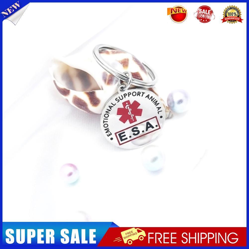 ESA Stainless Steel Dog Tag Emotional Support Pet Necklace Collar Keychain